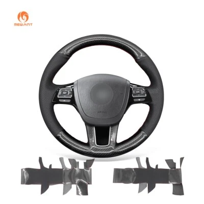MEWANT HÁGALO USTED MISMO Cuero PU Fibra de Carbono Cubierta de Volante para Volkswagen Touareg Foto 1 de 4