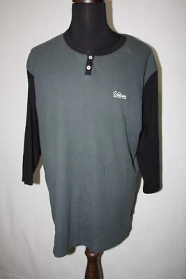Volcom Sz XXL Gray Black Thermal Waffle Knit Long Sleeve Henley Shirt Embroider - Image 1 of 4