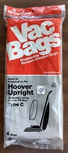 HOME CARE VAC BAGS HOOVER UPRIGHT TYPE C VACUUM CLEANER BAGS PACK OF 4 - Picture 1 of 2