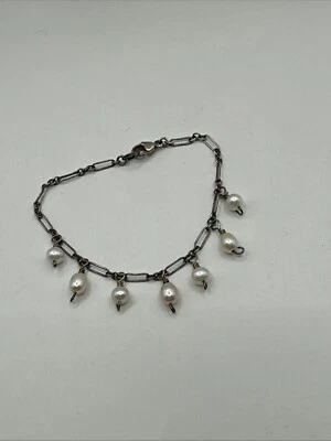 Baby Girl Pearl Sterling Silver Pearl Bracelet Christening Blessing Dedication - Image 1 of 4