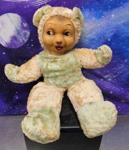 Rubber Face Plush Teddy Bear Anthropomorphic My Toy Pie Eye Vtg Mid Century - Picture 1 of 8