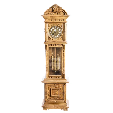 GAZO FAMILY  STRIKE TRIPLE CHIME CLOCK,SOLID WALNUT CASE,3 WEIGHTS DRIVEN Cover