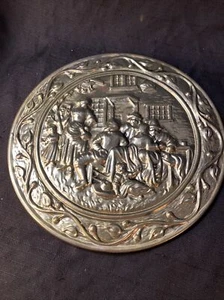 Vintage Repossé Brass Wall Plate 13” Made in England “The Inn” - Picture 1 of 6