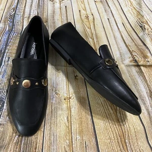 NEW Kensie Womens Size 6 Reed Black Gold Studded Flats Shoes - Picture 1 of 5