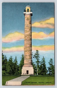 Astor Column, Astoria Oregon, Founding of Astoria Linen Postcard P6 - Picture 1 of 2