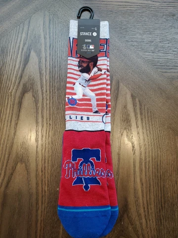 Stance Crew Socks. MLB Phillies "Bryce Harper Big Head" Size Large Cover