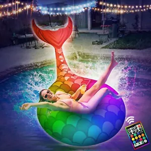 LED Mermaid Tail Giant Pool Float - Pool Floaties and Swimming Pool Party Decor - Picture 1 of 7