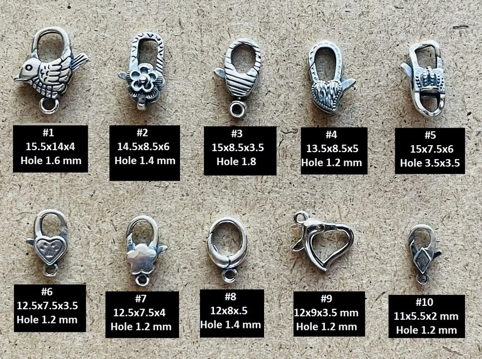 Cierres de garra de langosta de plata esterlina - hallazgos de joyería 4 collares y pulseras 1-5 piezas Foto 1 de 1