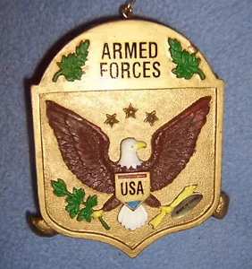 Hallmark NEW USA ARMY AIR FORCE ornament PROUD TO SERVE Christmas box goldtone - Picture 1 of 3