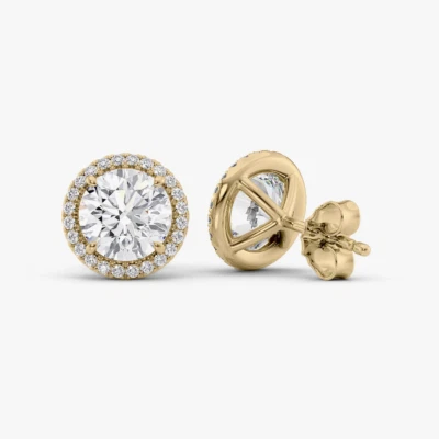 Women Earring 18k Yellow Gold Lab Grown Round 3.30 Carat IGI Certified Diamond - Image 1 of 4