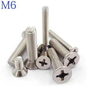 M6 304 Stainless Steel Phillips FLAT HEAD Machine Screw DIN 965 Bolts ISO 7046 - Picture 1 of 4