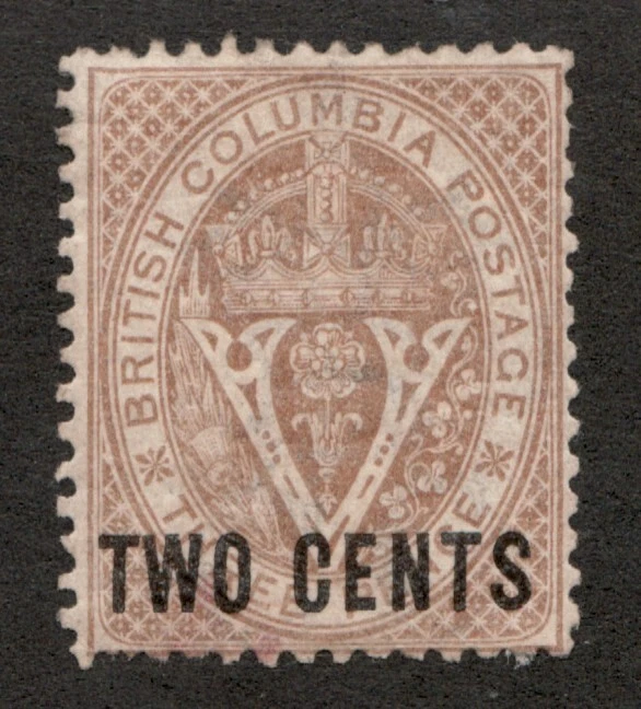 1867 British Columbia Sc# 8 Two Cents, Seal of the Colony.  MH Cv$160 usd - Image 1 of 1