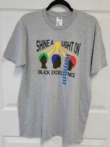 Proud by Design Shine A Light On Black Excellence Graphic T-Shirt Gray Size L - Picture 1 of 5