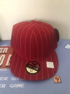 red white striped XL fitted hat - Picture 1 of 5