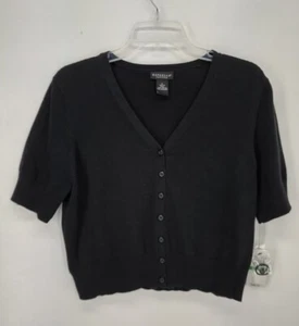 NWT Rafaella Petites Short Sleeve Shirt Blouse Size L Button Down V Neck Cotton - Picture 1 of 7