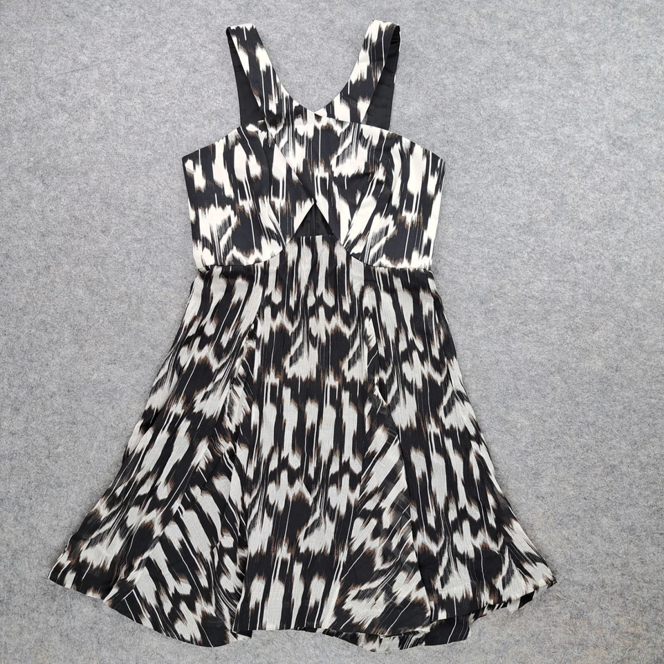Trina Turk Dress Women Size 4 Bellicity Cutout Black White Flowy Sleeveless Ikat - Image 1 of 4