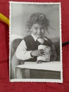 JEWISH Boy Holding KKL JNF Box Palestine Photo Judaica 1930s 1940s Rare  - Picture 1 of 5