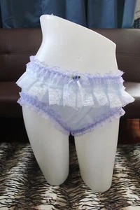 #B129 2XL/ElasticW.24-44" Handmade Purple Nylon Brief Hi-Cut Panties Knickers - Picture 1 of 7