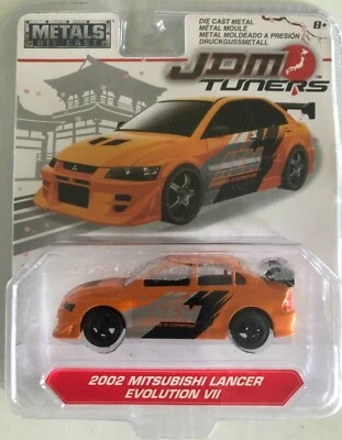 Coche de metal fundido a presión JDM Tuners Toys 1:64, 2002 Mitsubishi Lancer Evolution Vll  Foto 1 de 4