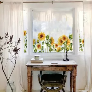 Rustic Static Cling Glass Film Sunflowers Window Sticker Door Closet Home Decor - Picture 1 of 15