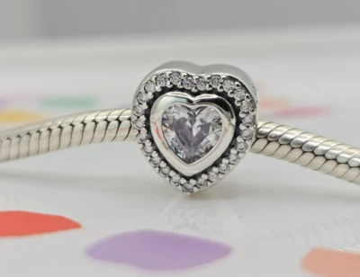 Auténtico Dije Pandora Retirado Plata Circonita cúbica Transparente Brillante Amor Foto 1 de 4