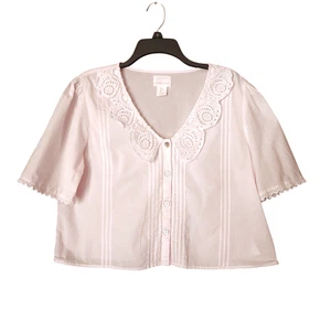 Blusa Shabby Chic Tops Rosa Bordada L Romántica Cottagecore Fairycore Recorta - Imagen 1 de 10