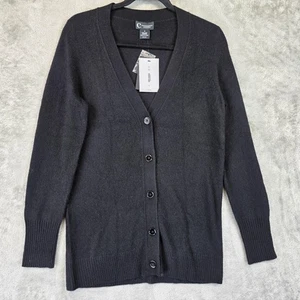 Suéter C by Bloomingdale's para mujer pequeño negro cachemir cárdigan largo cuello en V - Imagen 1 de 9