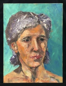 Modern British School Oil On Canvas Portrait Painting Of Woman. - Picture 1 of 5