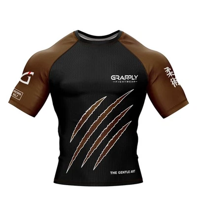 BJJ Brown Ranked Rashguard MMA Training Rashguard BJJ Brown Belt NoGI Rashguard - Image 1 of 4