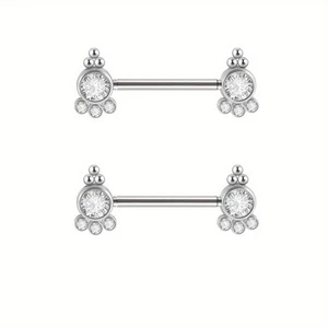Piercing Per Capezzoli 1,6Mm Con Zirconia Barbell Argento Push In Capezzolo - Foto 1 di 1