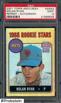 2001 Topps Archives Reserve Reprint Nolan Ryan Mets HOF AUTO PSA 9 MINT - Image 1 of 2