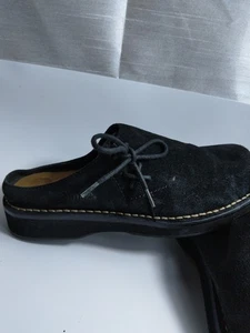 Simple Women's Mule Clogs Black Suede Casual Lace Slip Size 8 - Picture 1 of 11