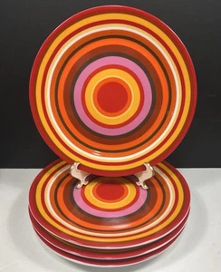 4 platos de ensalada Isaac Mizrahi rayas brillantes rojo naranja amarillo rosa objetivo difícil de encontrar - Imagen 1 de 8