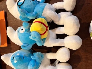 Set Of 3 Smurfs Plush NWT Brainy  Stuffed Animal 2023 Nanco - Picture 1 of 10