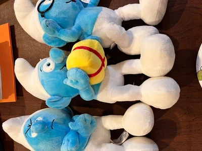 Set Of 3 Smurfs Plush NWT Brainy  Stuffed Animal 2023 Nanco - Image 1 of 4