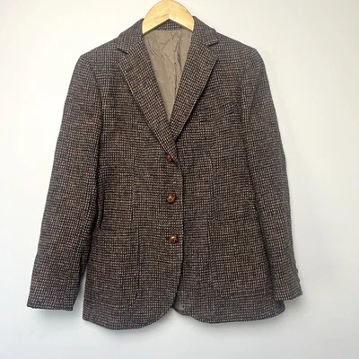Blazer De Colección Stanley Negro Marrón Tweed Lana Mujer Talla S Ecuestre Tranquilo Lujo Foto 1 de 4