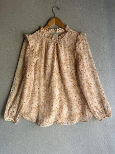 Top Loft Para Mujer Mediano Rosa Floral Transparente Manga Larga Volantes Acento Femenino - Imagen 1 de 7