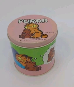 Vintage Garfield & Teddybär Purrr United Feature Syndicate 3,5 Zoll große Dose - Bild 1 von 6