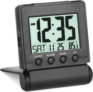 Clock Digital Alarm/Desk/Calendar/Weather/Temperature/Travel/Backlight/Foldable. - Picture 1 of 12