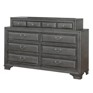 Pemberly Row Contemporary Wood 10-Drawer Double Dresser in Gray - Picture 1 of 3