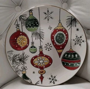 Eli & Ana Set Of 4 Ornament Dinner Plates, Christmas Baubles, Etched, 10.5” New - Picture 1 of 5