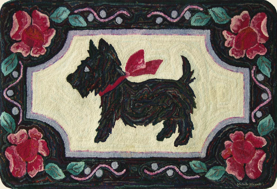 New Rug Hooking Pattern " SCOTTIE"  natural hairless linen 36X33 - Image 1 of 1