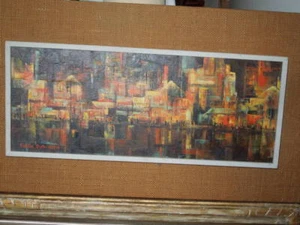 50er Jahre Modernist, Ölgemälde von Emilie Atlee,1915 -2013, Stadtszene - Bild 1 von 4