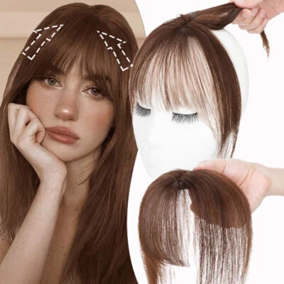 Fringe 3D Wispy Bangs 100% Remy Human Hair Extensions Clip In Hairpiece Topper  - Image 1 of 4