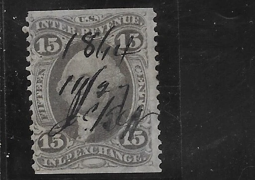 US Scott R40b, 15 Cent Inland Exchange, Brown, Used, NG, F/VF - Image 1 of 1