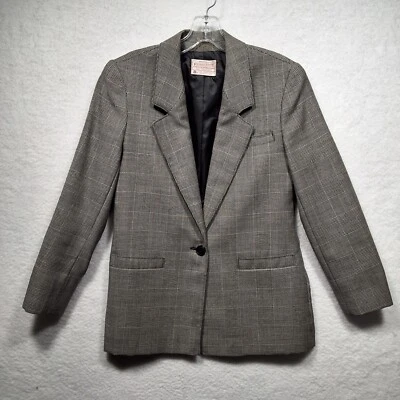 Blazer Pendleton Petite vintage para mujer talla 6 gris a cuadros 100 % lana virgen chaqueta Foto 1 de 4