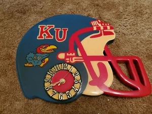 Kansay KU Jayhawks Football Helmet Wood University Clock - Picture 1 of 7