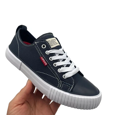 Zapatilla deportiva clásica Levis para jóvenes niños-niñas talla 3 azul marino vegana de lona con cordones Foto 1 de 4