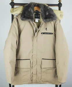 VTG BROWNING Size Large Goose Down Made in USA Mens Hooded Hunting Jacket Coat - Picture 1 of 12