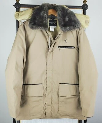 VTG BROWNING Size Large Goose Down Made in USA Mens Hooded Hunting Jacket Coat - Image 1 of 4